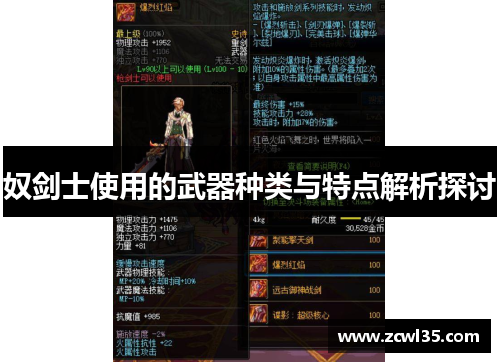 奴剑士使用的武器种类与特点解析探讨